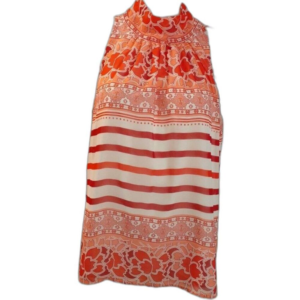 Eva Mendes top sleeveless m blouse summer shirt orange pink red luxury career - Picture 2 of 5